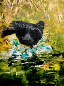 A Cock blackbird Painting is charismatic and alluring